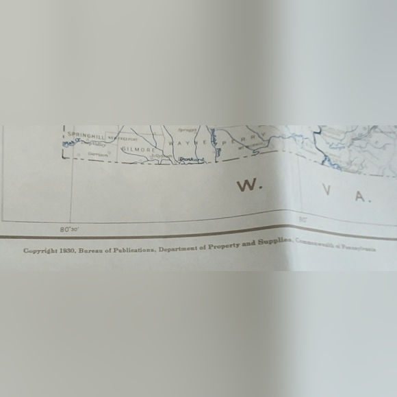 Antique 1930 Stream Map of Pennsylvania PA 35" x 57" Color Map Poster - Picture 4 of 9